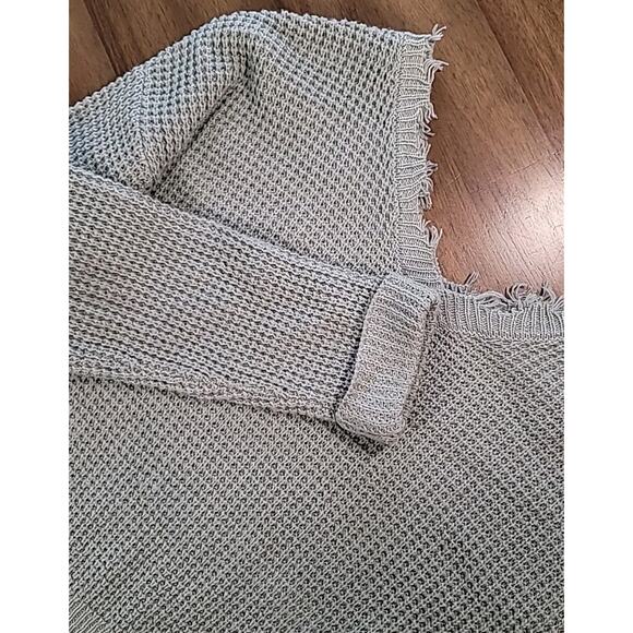 Moon & Madison Sage Cropped Waffle Knit Sweater Small V-Neck EUC - Picture 1 of 7